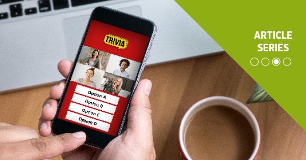 mobile worker playing team trivia game